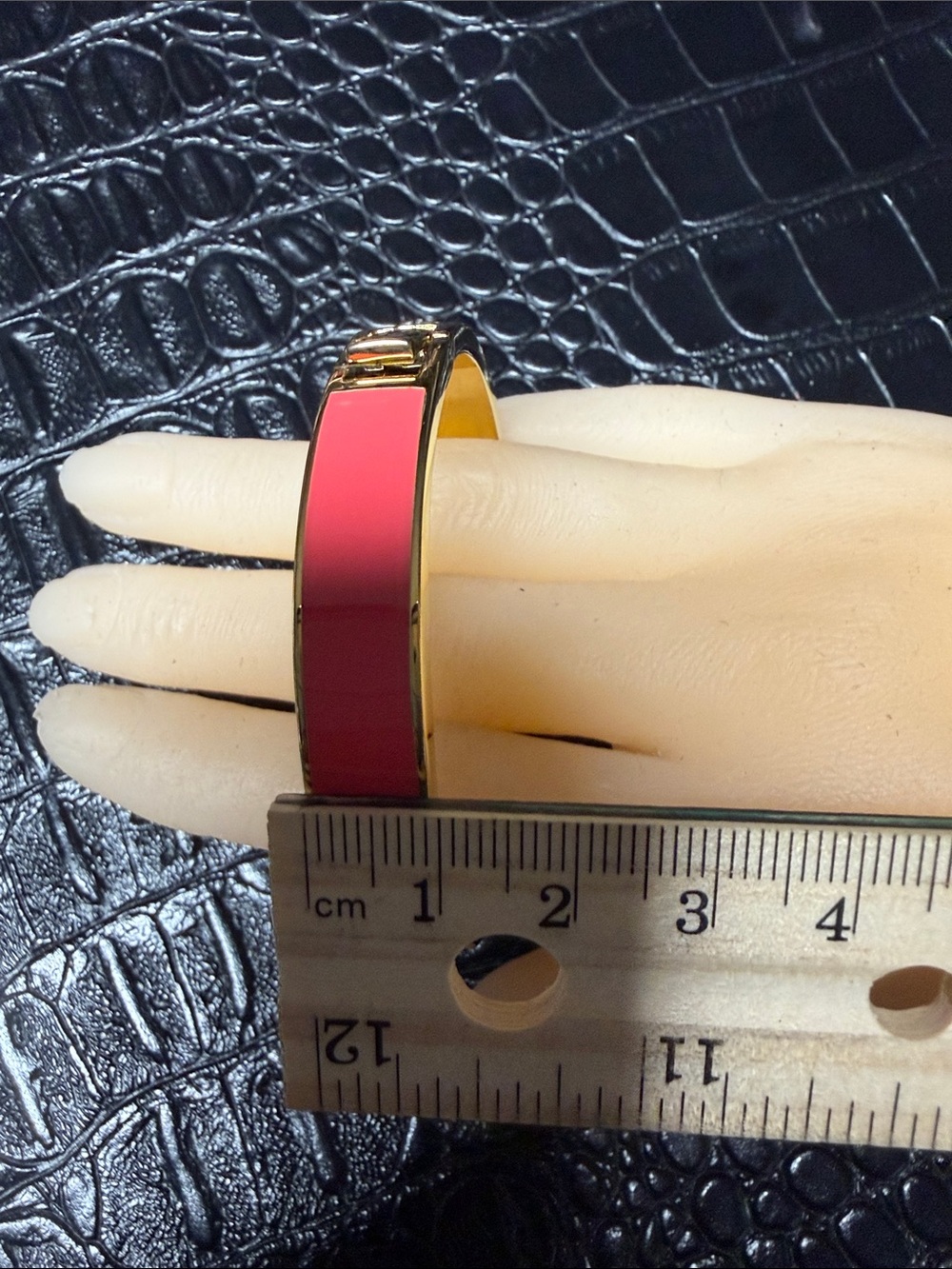 kate spade Coral Pink Enamel Heart Hinge Bangle - Picture 6 of 6